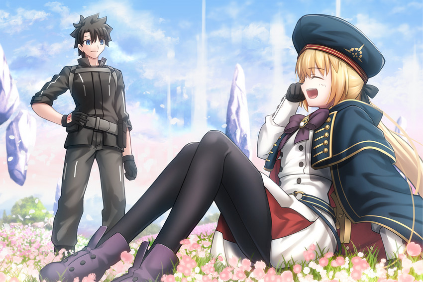 artoria pendragon, fujimaru ritsuka, and artoria caster (fate and 1 more) drawn by shoori_(migiha)