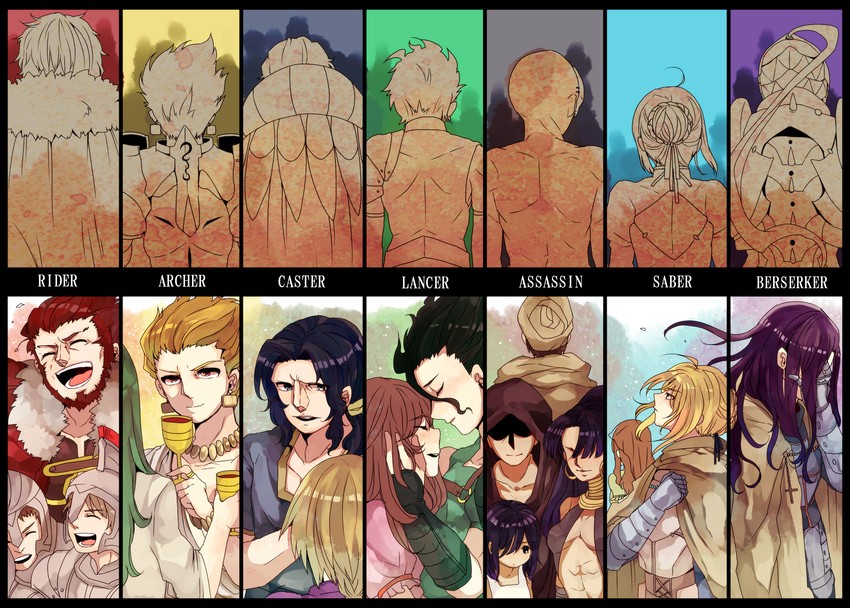 artoria pendragon, saber, jeanne d'arc, gilgamesh, iskandar, and 11 more (fate and 3 more) drawn by senmen_kinuko