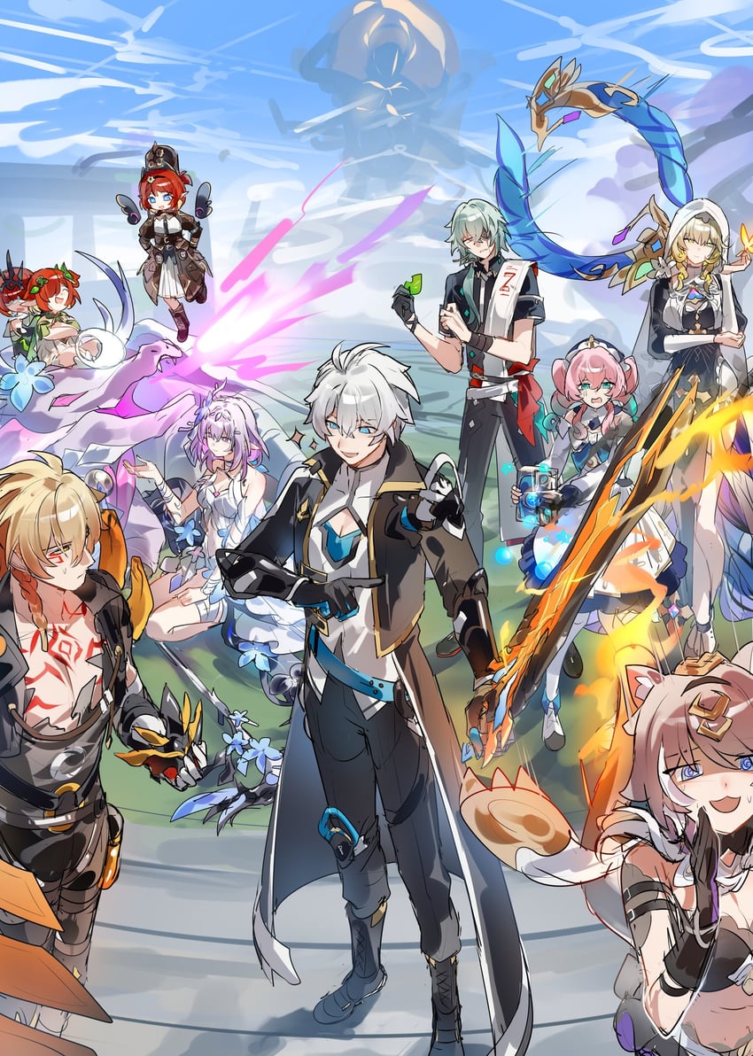 nahida, barbara, phainon, seele vollerei, castorice, and 17 more (genshin impact and 4 more) drawn by grape_(grapedraws)