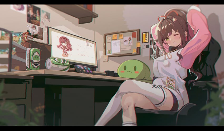 miori celesta and mogu (indie virtual youtuber and 1 more) drawn by daikazoku63