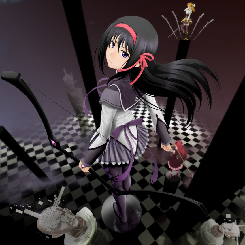 akemi homura, sakura kyoko, tomoe mami, and wraith (mahou shoujo madoka magica) drawn by kyou_(tr-6)