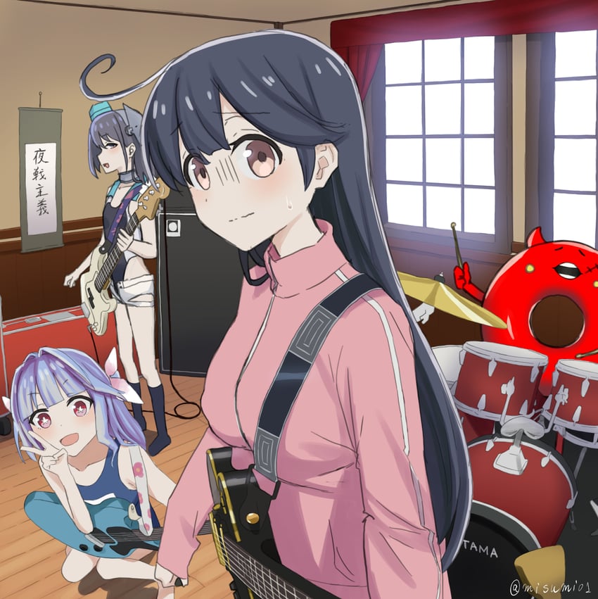 gotoh hitori, ushio, i-19, enemy lifebuoy, and scamp (kantai collection and 1 more) drawn by misumi_(niku-kyu)