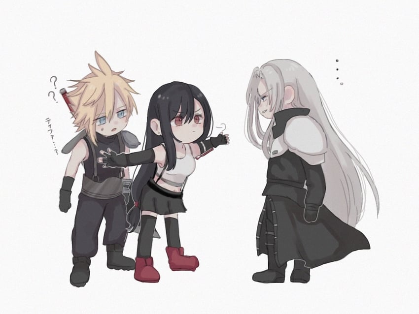 tifa lockhart, cloud strife, and sephiroth (final fantasy and 2 more) drawn by kskooo