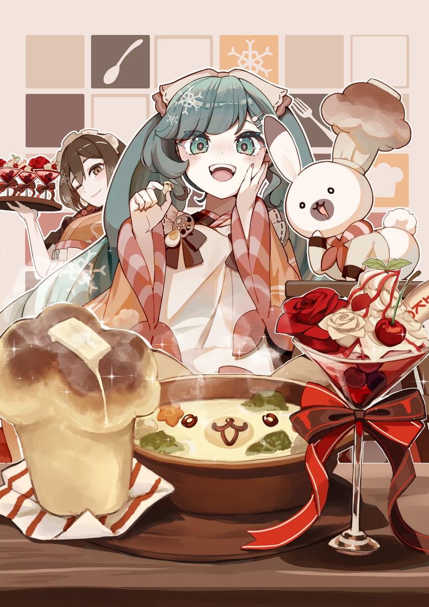 hatsune miku, meiko, yuki miku, rabbit yukine, and yuki meiko (vocaloid) drawn by kina_co