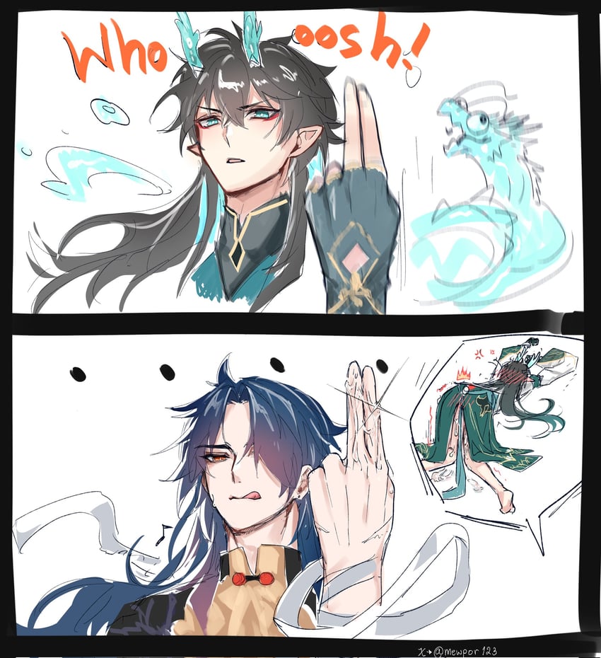 dan heng and blade (honkai and 1 more) drawn by midknight_777_(henthaisan)