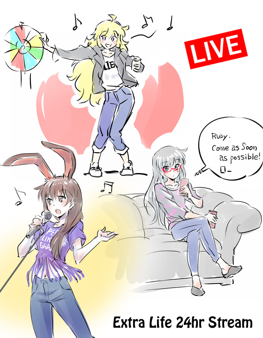 weiss schnee, yang xiao long, and velvet scarlatina (rwby) drawn by iesupa