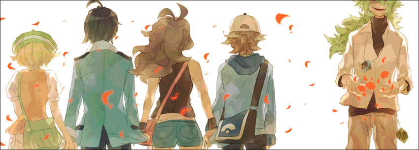hilda, hilbert, n, bianca, and cheren (pokemon and 1 more) drawn by stone_(shirokanipe_ranran)