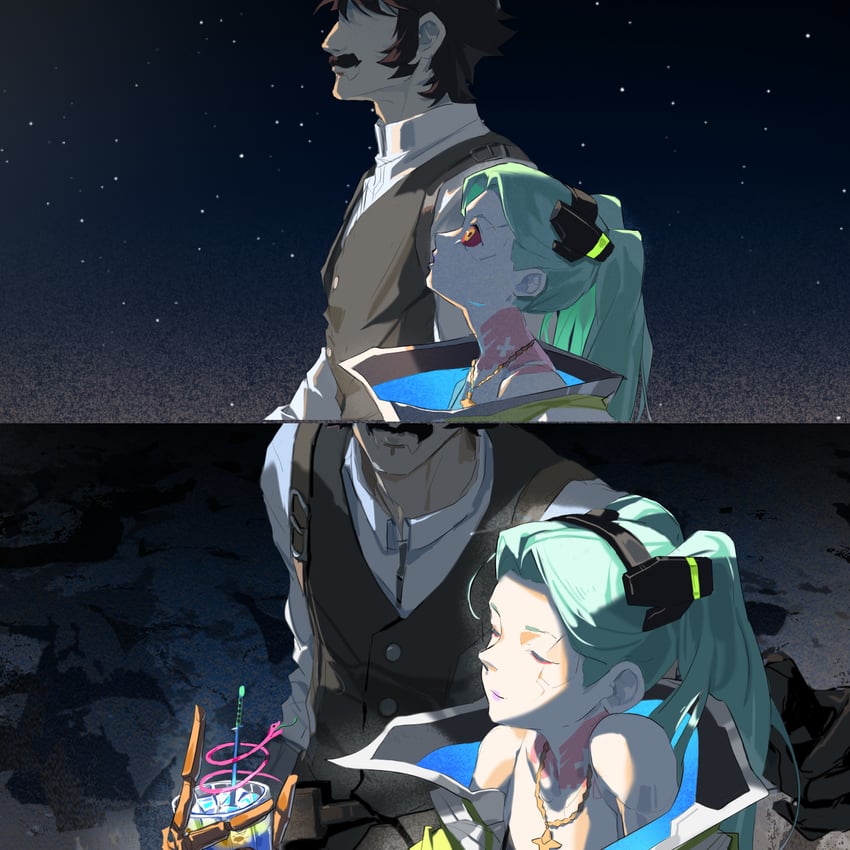 rebecca and falco (cyberpunk and 1 more) drawn by huozhazha