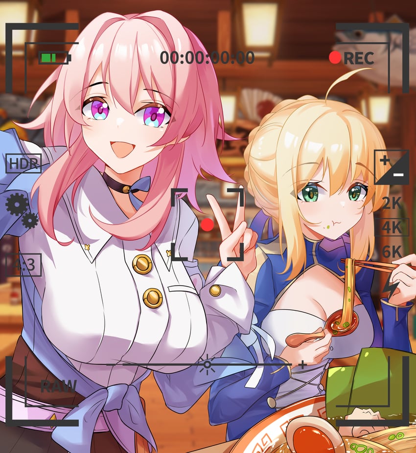 artoria pendragon, saber, and march 7th (fate and 4 more) drawn by pengzlp