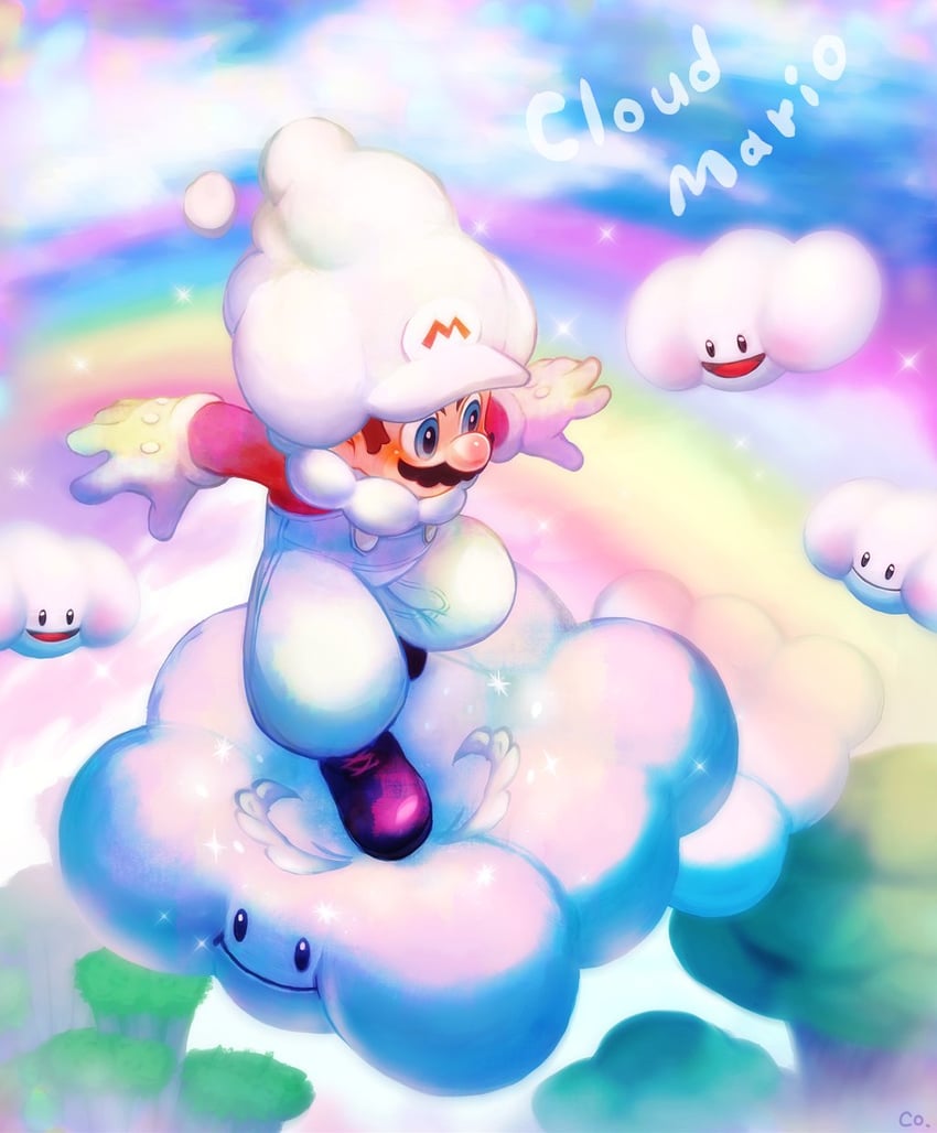 mario and cloud mario (mario and 1 more) drawn by co_co_mg