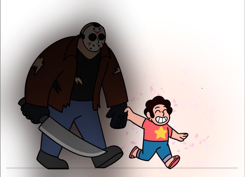 jason voorhees and steven quartz universe (steven universe and 2 more) drawn by poshtearexdoodles