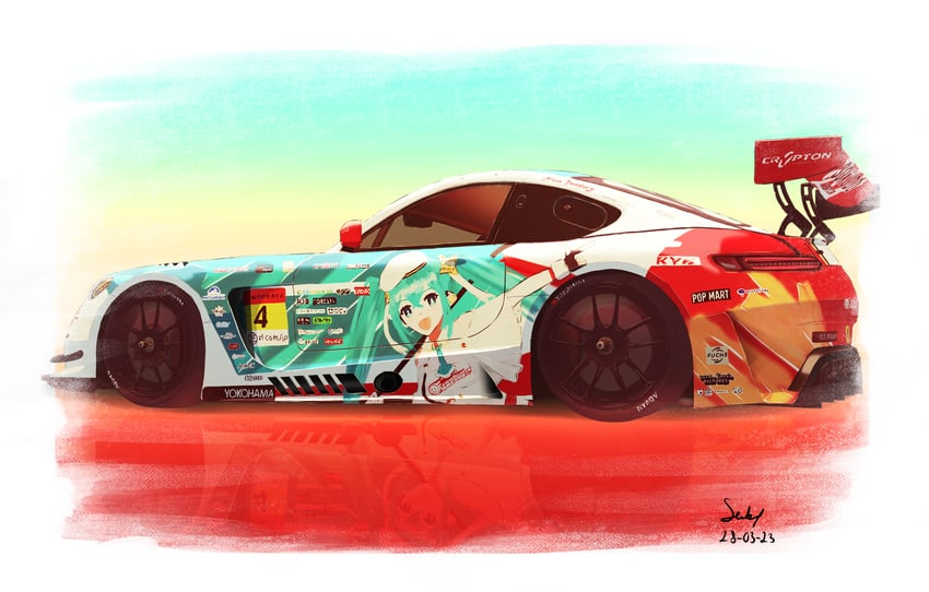 hatsune miku and racing miku (vocaloid and 3 more) drawn by subo_illust