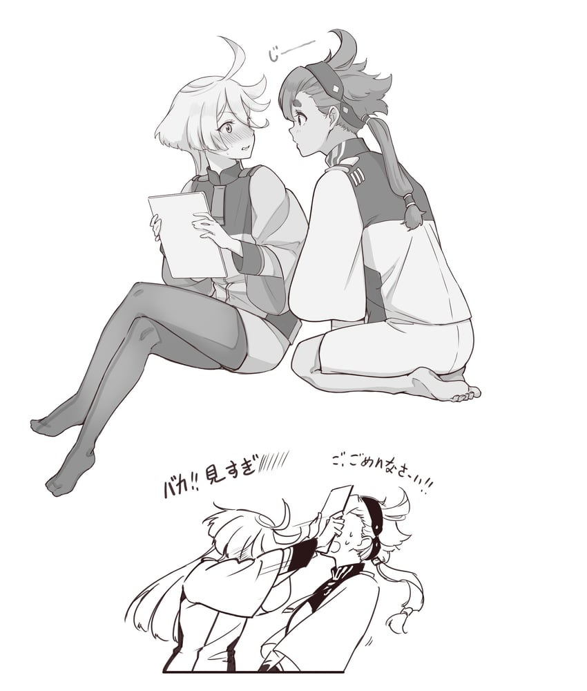 suletta mercury and miorine rembran (gundam and 1 more) drawn by spoon_(tamakakama)