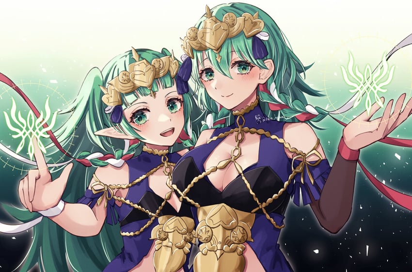 female byleth and sothis (fire emblem and 1 more) drawn by reia_hana