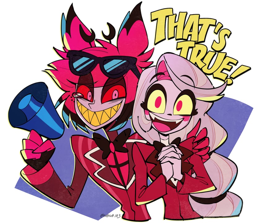 charlie morningstar and alastor (hazbin hotel) drawn by nono_(norabi)