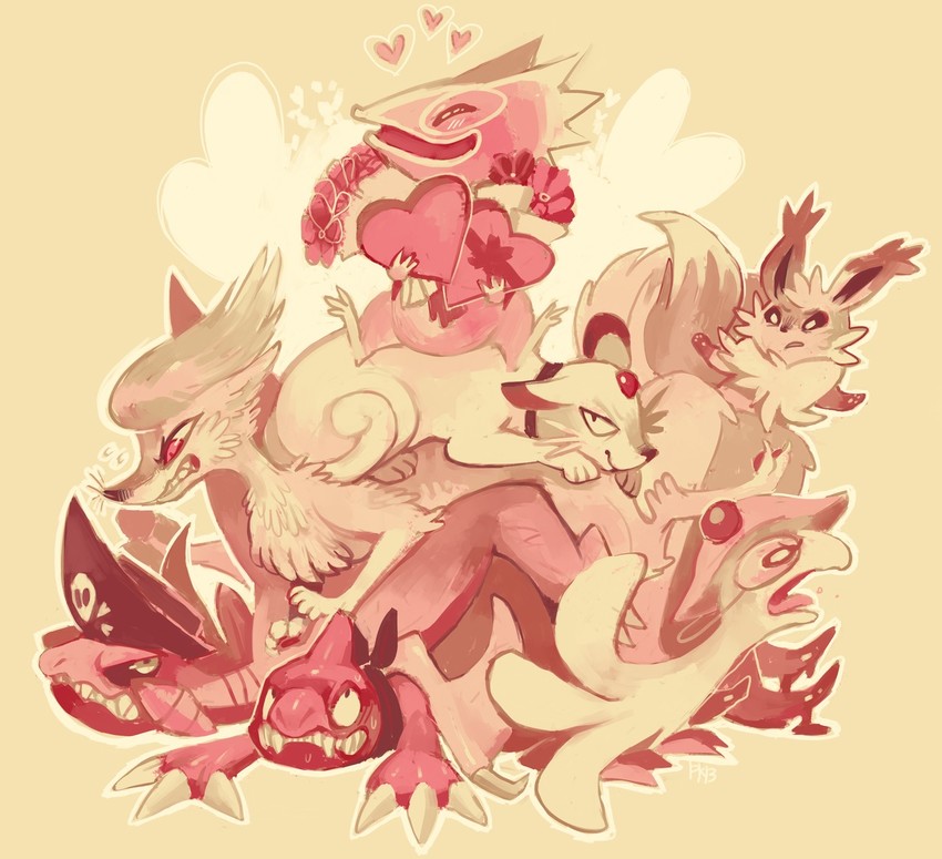 eevee, ninetales, charmeleon, breloom, kecleon, and 5 more (pokemon and 1 more) drawn by glitchedpuppet