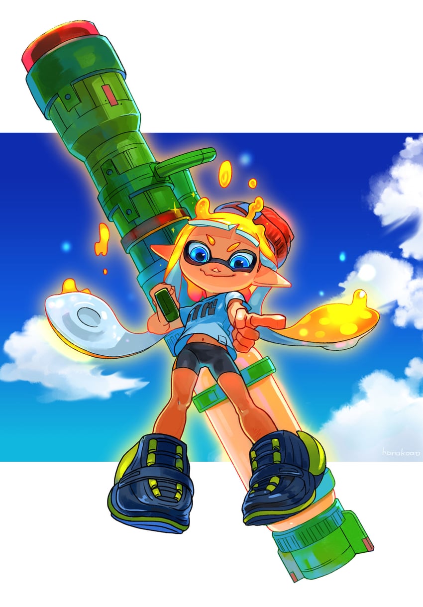 inkling player character and inkling girl (splatoon and 1 more) drawn by hanako515_ika