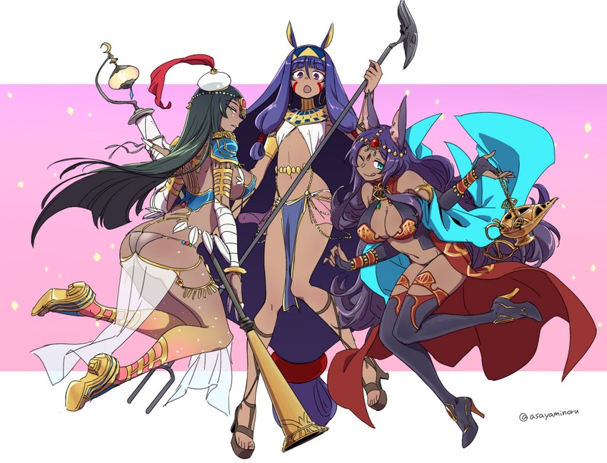 nitocris, scheherazade, and queen of sheba (fate and 1 more) drawn by asaya...