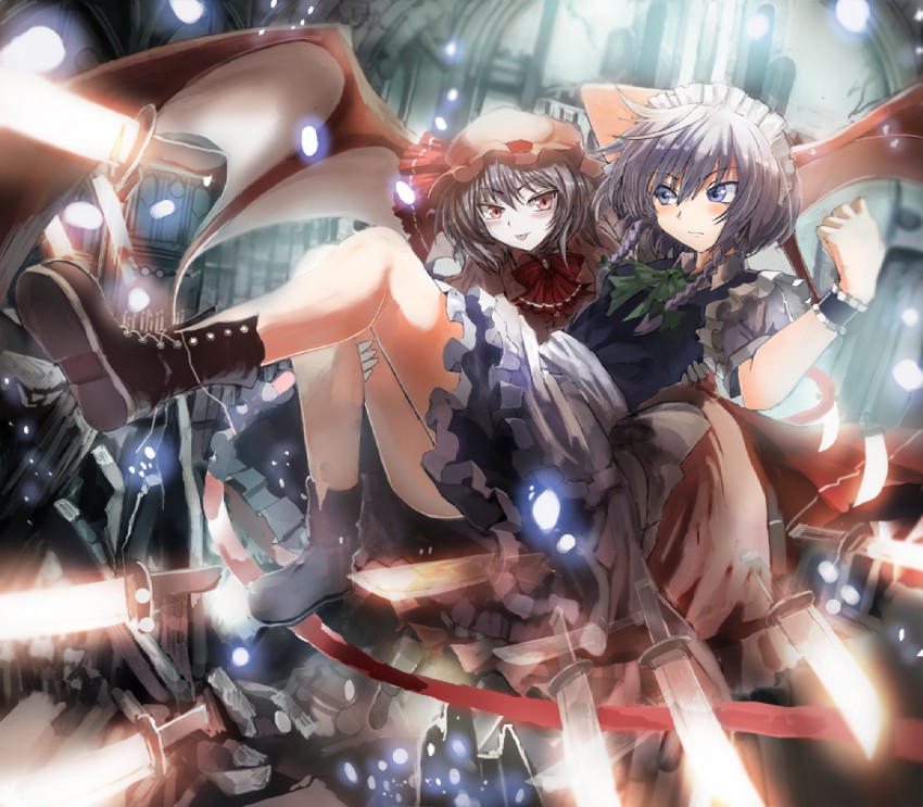 remilia scarlet and izayoi sakuya (touhou) drawn by asuka_shirou