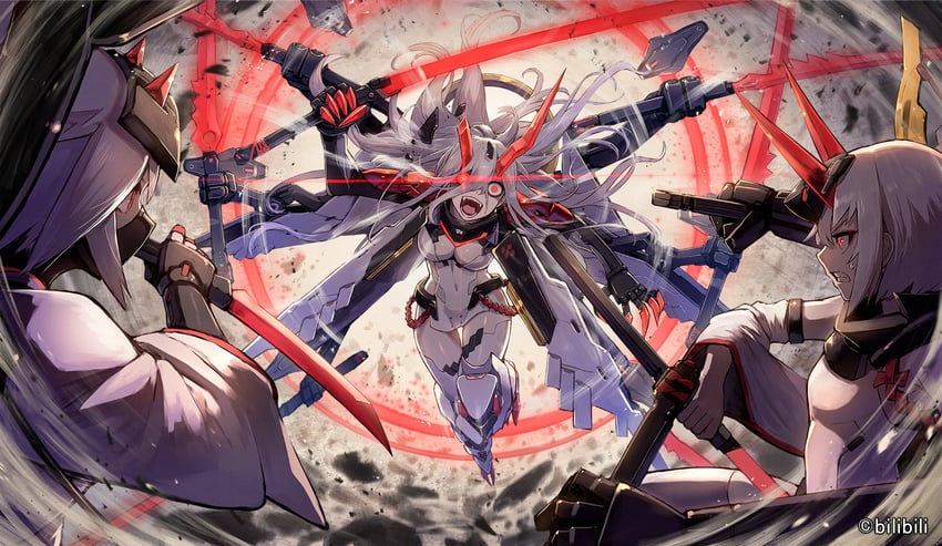 shura, chihaya, and chitose (artery gear and 1 more) drawn by kuroi_susumu