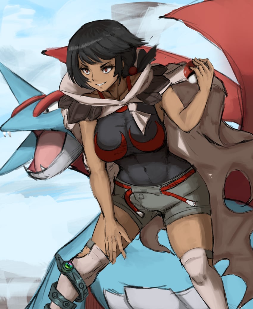 zinnia and salamence (pokemon and 1 more) drawn by blackleo2090