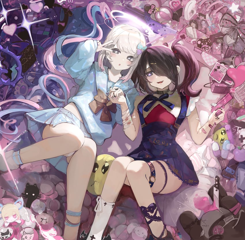 chouzetsusaikawa tenshi-chan and ame-chan (needy girl overdose) drawn by asamineru