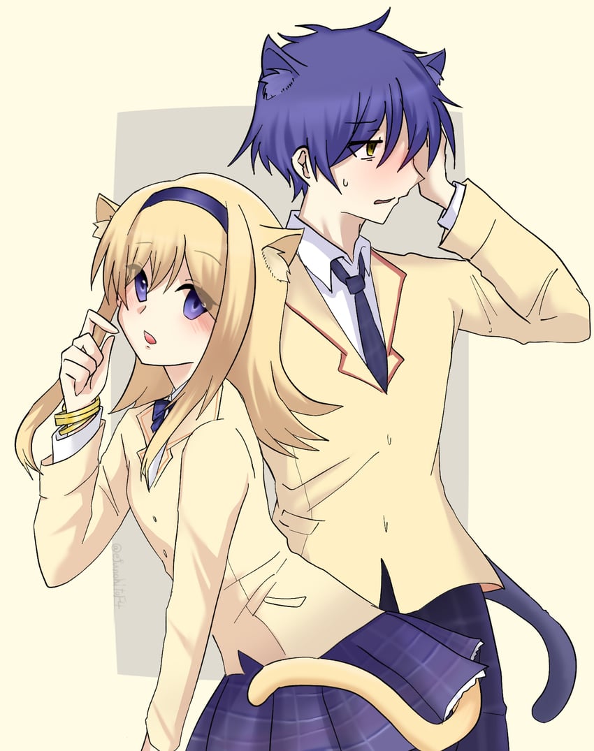 nishijou nanami and nishijou takumi (chaos;head) drawn by efunohitof4