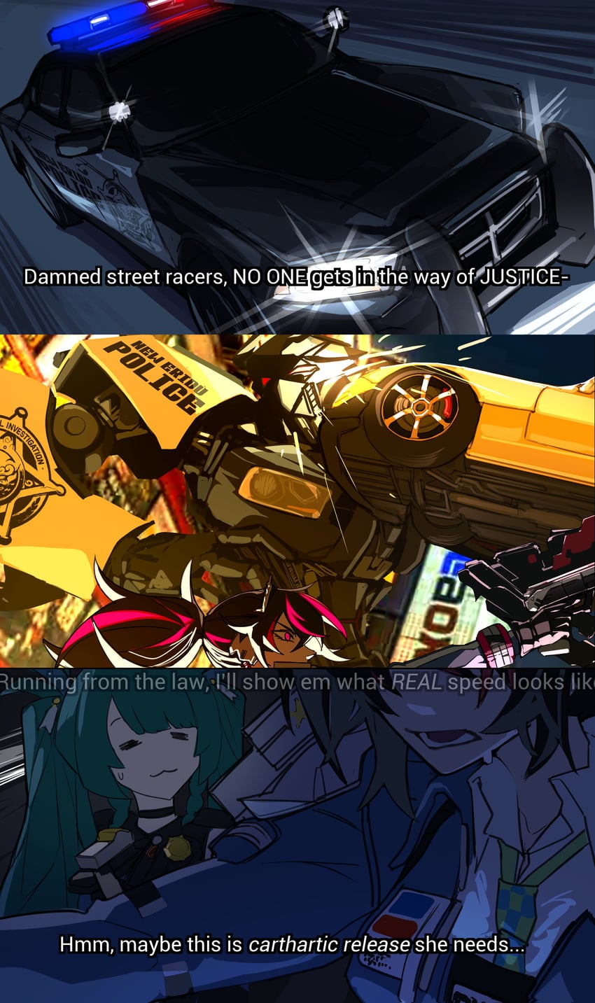 zhu yuan, qingyi, and barricade (zenless zone zero and 2 more) drawn by heartbreak_juan