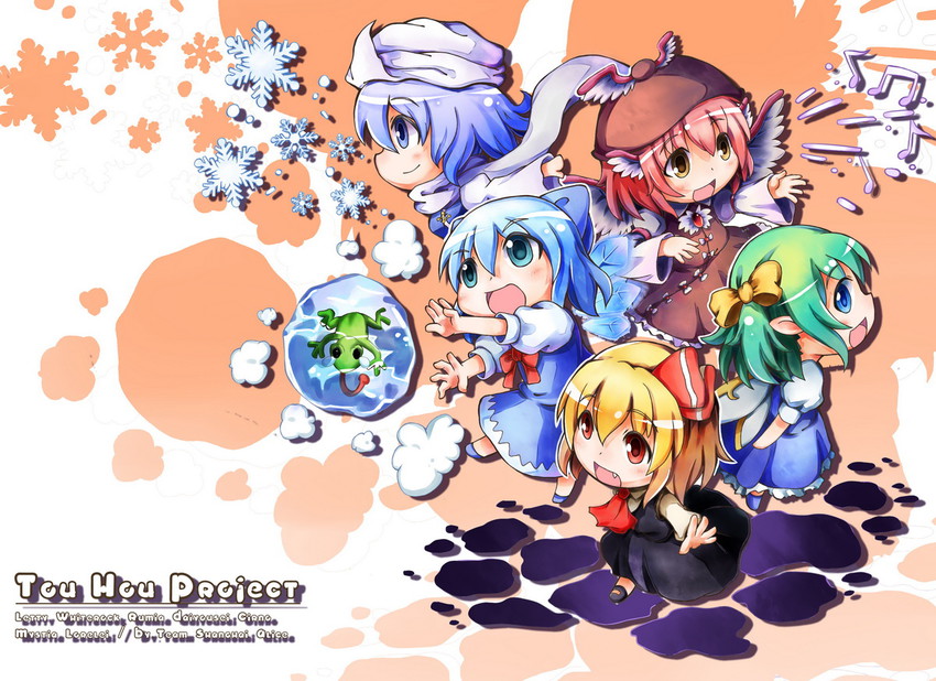 cirno, rumia, mystia lorelei, daiyousei, and letty whiterock (touhou) drawn by tama_yu