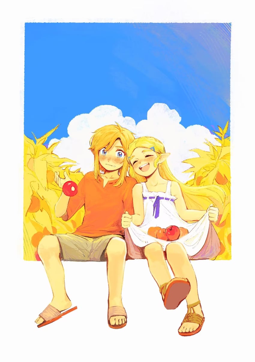 link and princess zelda (the legend of zelda and 1 more) drawn by senzo6700
