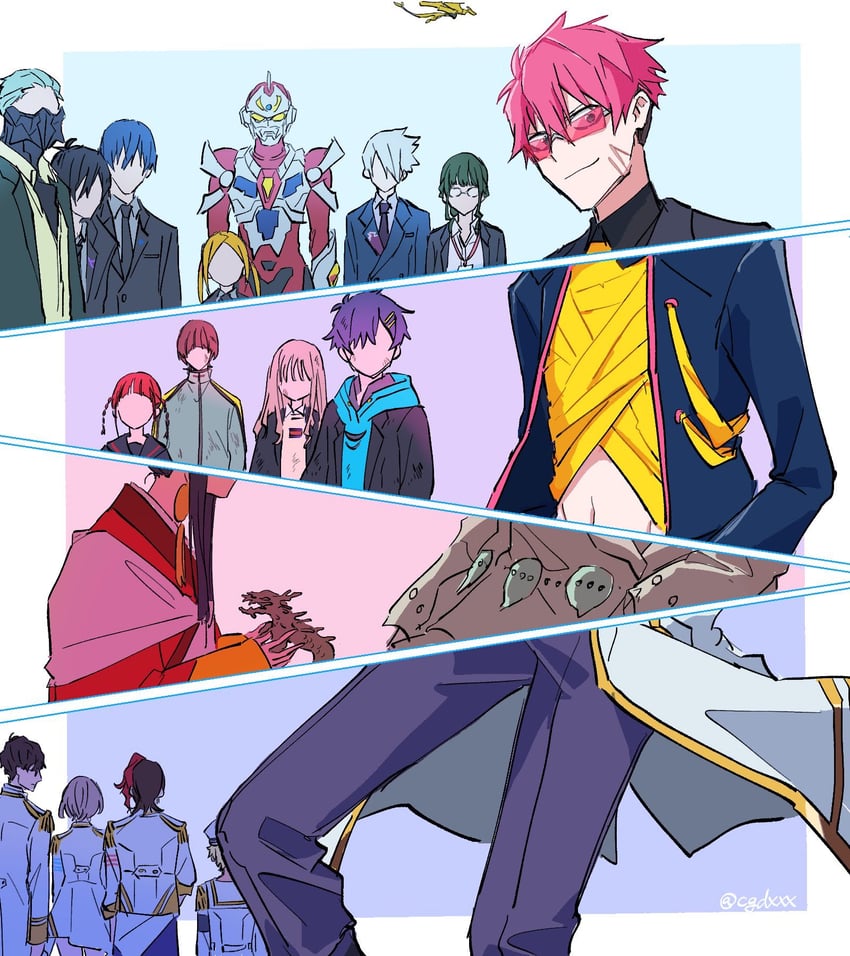 minami yume, mujina, asanaka yomogi, anosillus ii, anti, and 13 more (gridman universe and 1 more) drawn by himagosan