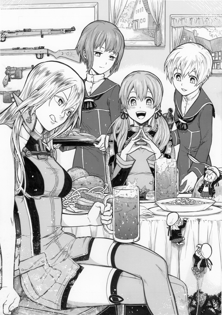 prinz eugen, bismarck, fairy, z1 leberecht maass, z3 max schultz, and 1 more (kantai collection) drawn by munmu-san