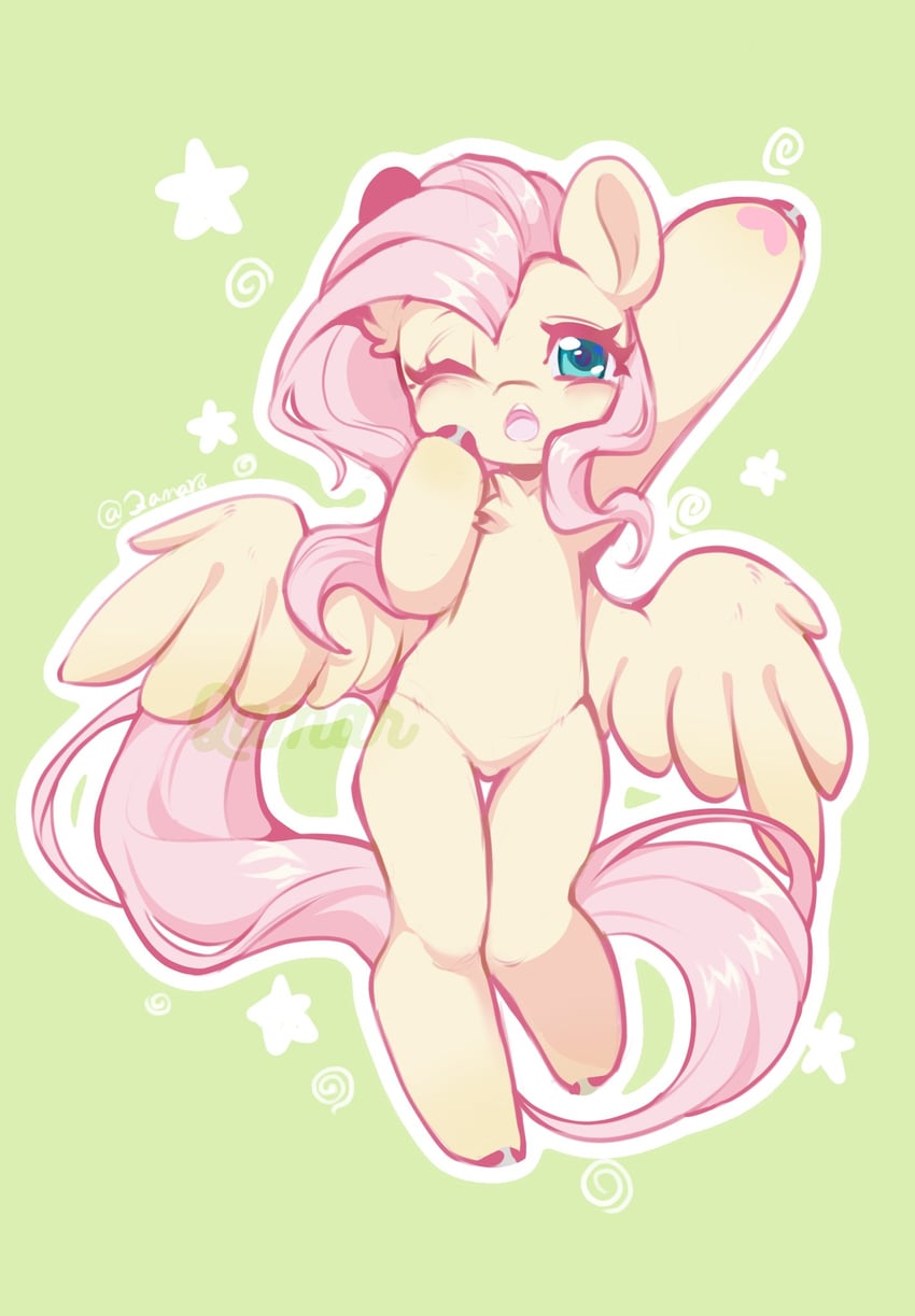 fluttershy (my little pony and 1 more) drawn by qamar