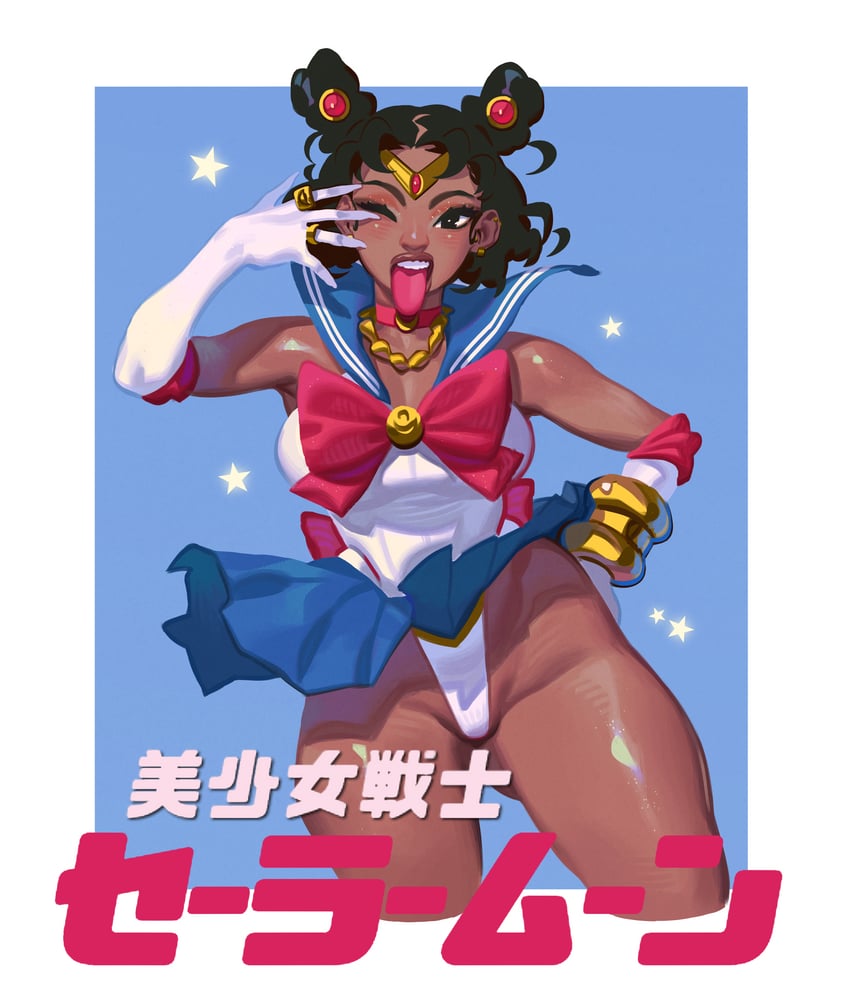 sailor moon and megan thee stallion (bishoujo senshi sailor moon and 1 more) drawn by gloss_(hotglossed)