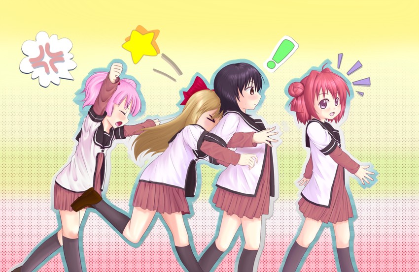 toshinou kyouko, akaza akari, funami yui, and yoshikawa chinatsu (yuruyuri) drawn by 19840602_(886602)
