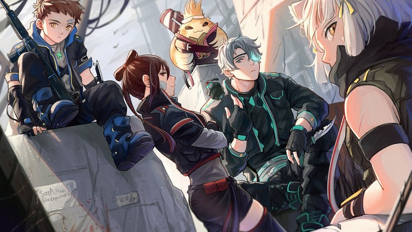 nia, rex, morag ladair, zeke von genbu, and tora (xenoblade chronicles and 1 more) drawn by soc_nau