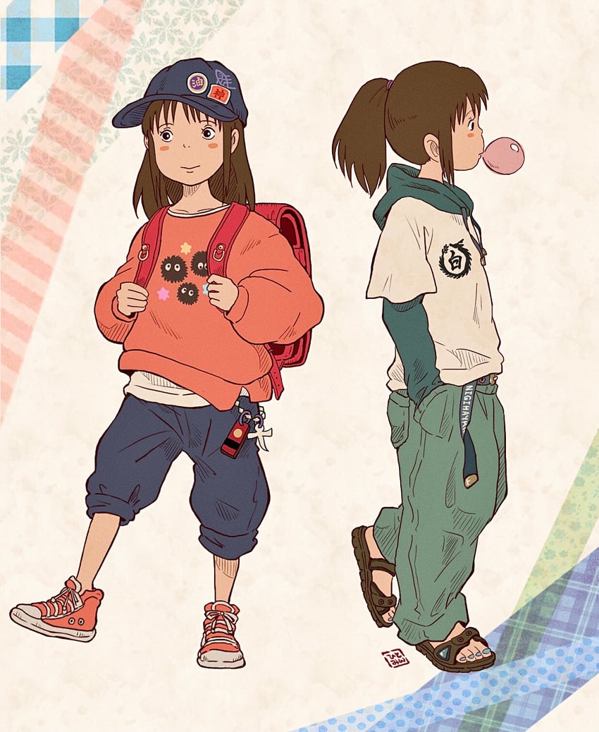 ogino chihiro and susuwatari (studio ghibli and 1 more) drawn by hitomin_(joutaro195)