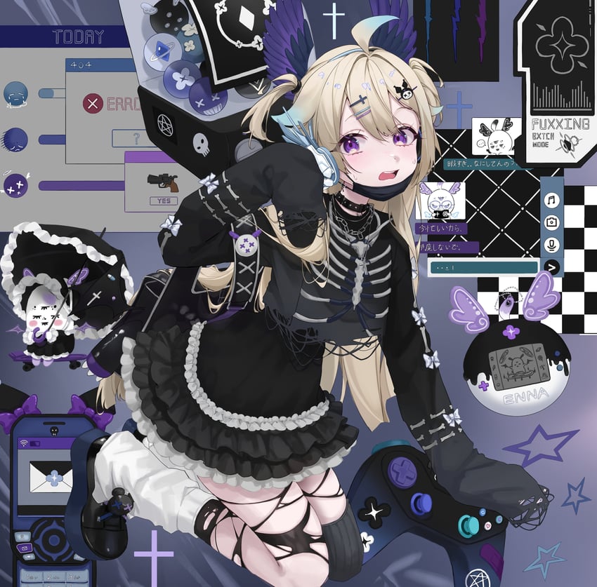 enna alouette, kuromi, and aloupeep (nijisanji and 4 more) drawn by shupami