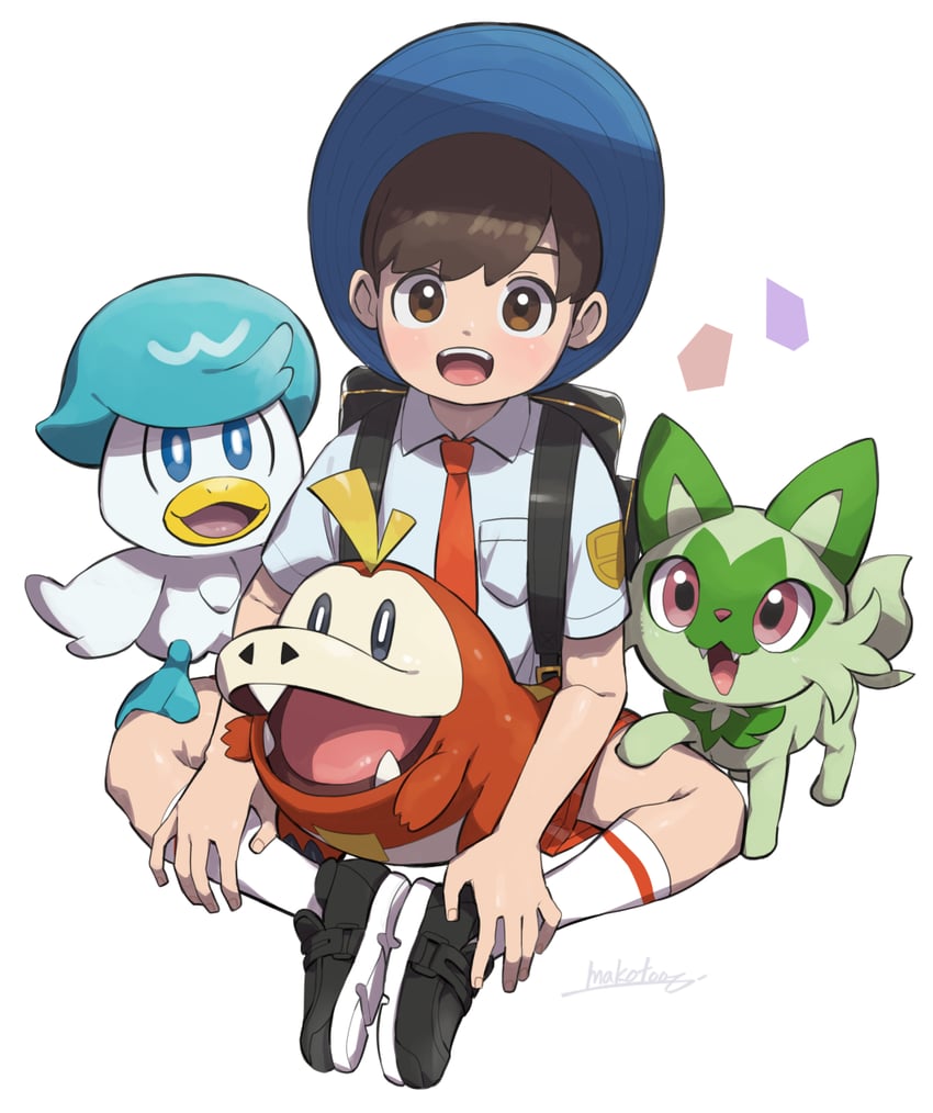 florian, sprigatito, fuecoco, and quaxly (pokemon and 1 more) drawn by makoto_ikemu