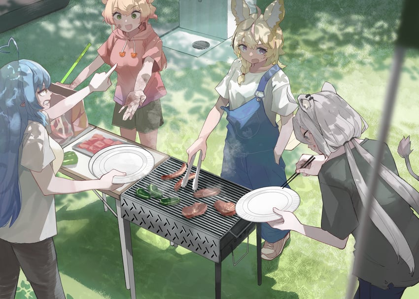 yukihana lamy, shishiro botan, omaru polka, and momosuzu nene (hololive) drawn by mato_(target5260)
