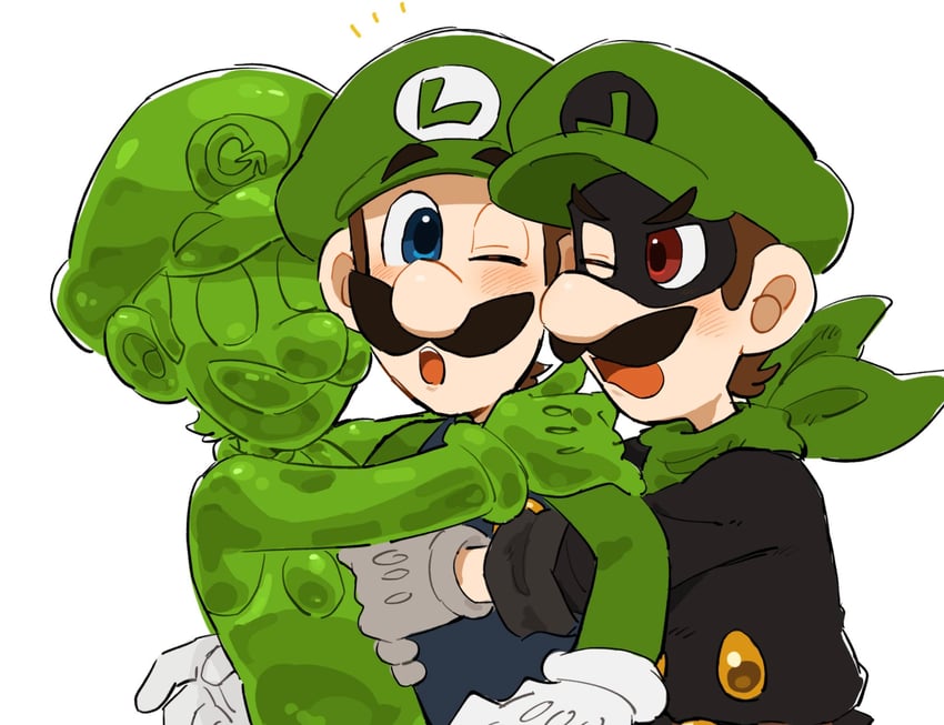 luigi, mr. l, and gooigi (mario and 4 more) drawn by mimimi_(mimimim9999)