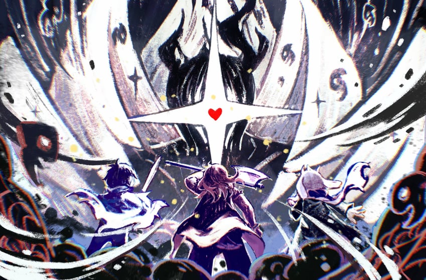 kris, ralsei, susie, soul, and titan (deltarune) drawn by ryuh_(asahina_neru)