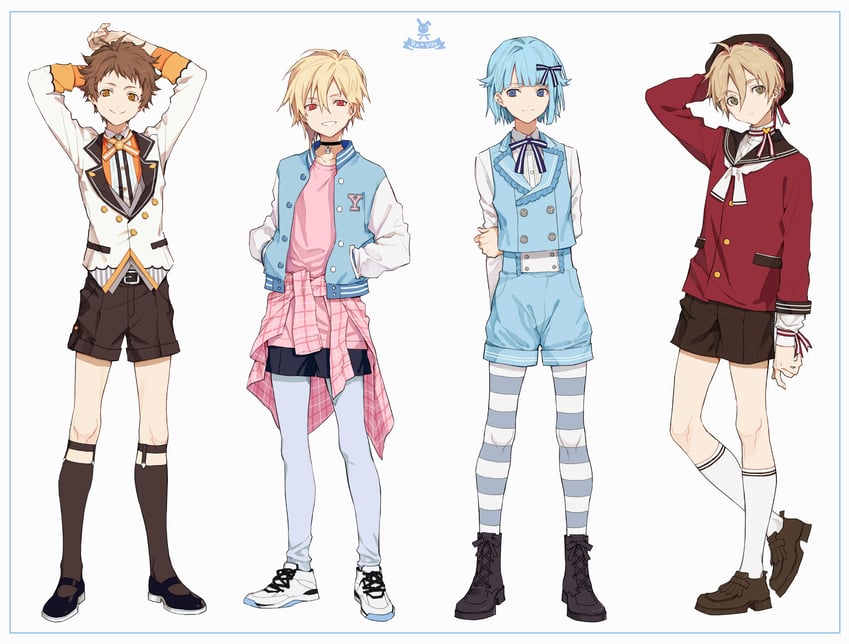 shino hajime, nito nazuna, mashiro tomoya, and tenma mitsuru (ensemble stars!) drawn by zangyaacco