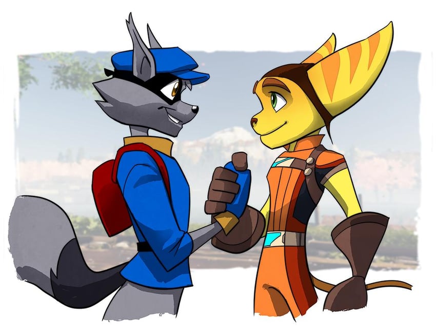 sly cooper and ratchet (sly cooper and 1 more) drawn by suckerpunchprod