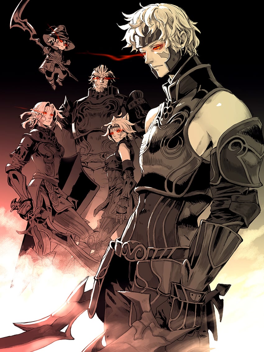 ark angel mr, ark angel ev, ark angel tt, ark angel hm, and ark angel gk (final fantasy and 1 more) drawn by bellpepperart