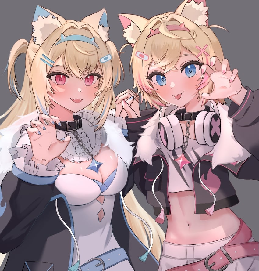 fuwawa abyssgard and mococo abyssgard (hololive and 1 more) drawn by kumaaashy