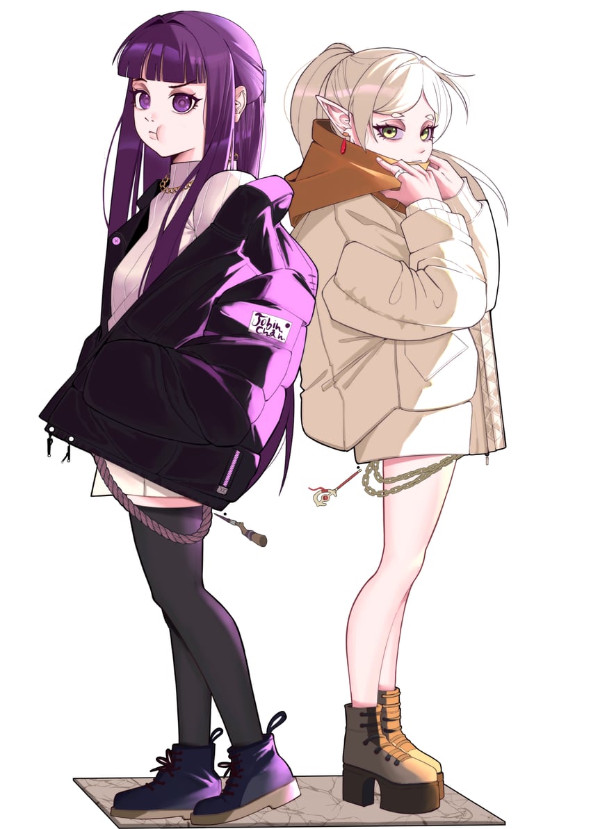 frieren and fern (sousou no frieren) drawn by jobin_chan
