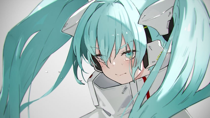 hatsune miku and racing miku (vocaloid and 1 more) drawn by neco
