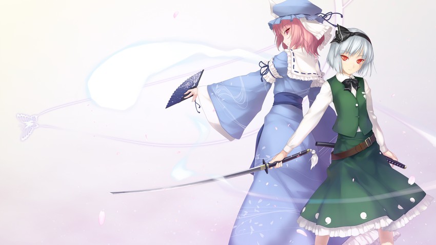 konpaku youmu and saigyouji yuyuko (touhou) drawn by rokuwata_tomoe