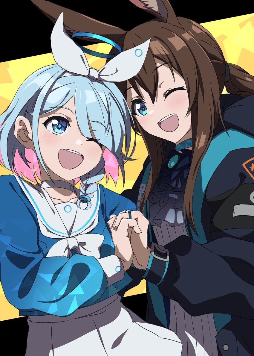amiya and arona (blue archive and 1 more) drawn by minowa_sukyaru